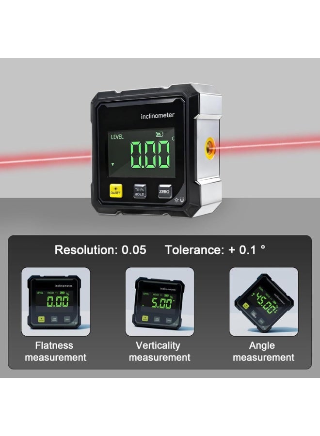 Ru syanl Digital Angle Finder Protractor, 4×90° High Accuracy Inclinometer with Large LED Display, 4-Side Magnetic Base, USB Rechargeable Angle Measuring Tool for Construction, Woodworking & DIY - Image 3